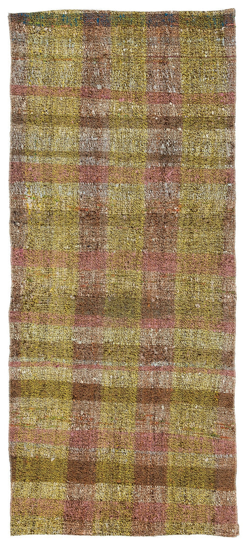 Girit Yellow Striped Wool Handmade Area Rug 2'7" x 6'0"