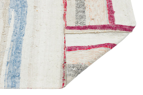 Girit Beige Striped Wool Handmade Area Rug 2'2" x 5'11"