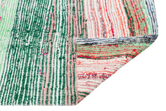 Girit Green Striped Wool Handmade Area Rug 2'6" x 4'1"