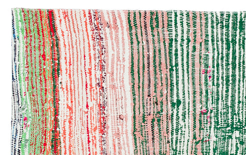 Girit Green Striped Wool Handmade Area Rug 2'6" x 4'1"