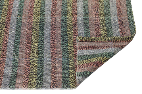 Girit Brown Striped Wool Handmade Area Rug 2'7" x 6'11"