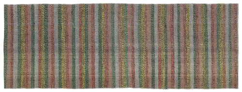 Girit Brown Striped Wool Handmade Area Rug 2'7" x 6'11"