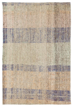 Girit Beige Striped Wool Handmade Area Rug 2'11" x 4'4"
