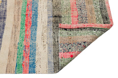 Girit Beige Striped Wool Handmade Area Rug 6'4" x 6'9"