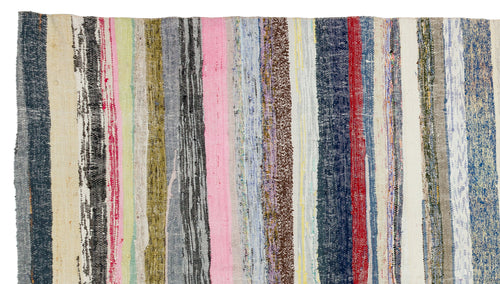 Girit Beige Striped Wool Handmade Area Rug 5'10" x 10'4"