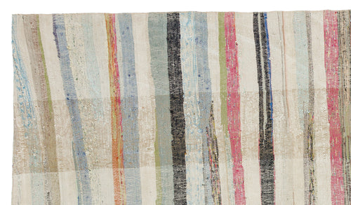 Girit Beige Striped Wool Handmade Area Rug 5'3" x 9'1"