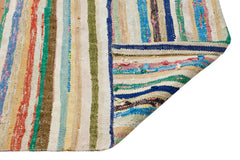 Girit Beige Striped Wool Handmade Area Rug 5'8" x 9'6"