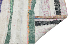 Girit Beige Striped Wool Handmade Area Rug 4'4" x 8'8"