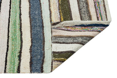 Girit Beige Striped Wool Handmade Area Rug 5'9" x 9'0"