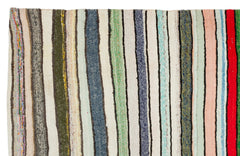 Girit Beige Striped Wool Handmade Area Rug 5'9" x 9'0"