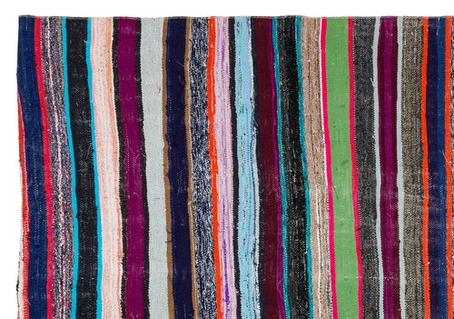 Girit Beige Striped Wool Handmade Area Rug 5'10" x 8'7"