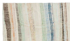 Girit Beige Striped Wool Handmade Area Rug 4'10" x 8'7"