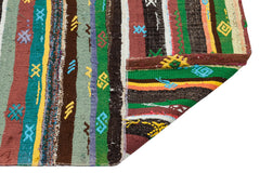 Girit Beige Striped Wool Handmade Area Rug 6'0" x 5'8"