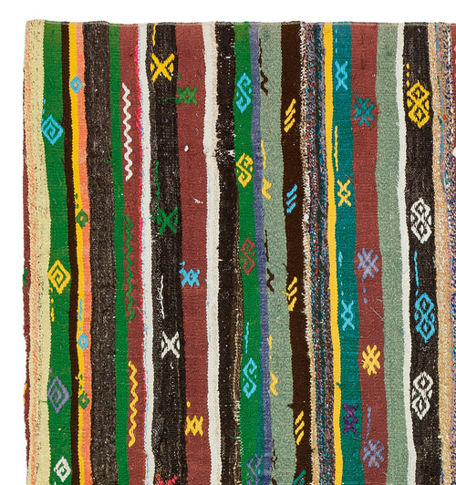 Girit Beige Striped Wool Handmade Area Rug 6'0" x 5'8"