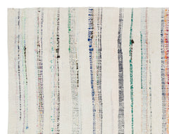 Girit Beige Striped Wool Handmade Area Rug 4'9" x 6'0"