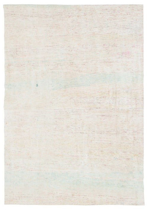 Girit Beige Striped Wool Handmade Area Rug 5'1" x 7'4"