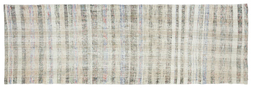 Girit Beige Striped Wool Handmade Area Rug 3'6" x 10'6"