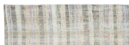 Girit Beige Striped Wool Handmade Area Rug 3'6" x 10'6"