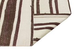 Girit Beige Striped Wool Handmade Area Rug 4'3" x 8'11"