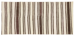 Girit Beige Striped Wool Handmade Area Rug 4'3" x 8'11"