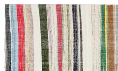 Girit Beige Striped Wool Handmade Area Rug 5'7" x 9'6"