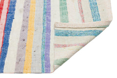 Girit Beige Striped Wool Handmade Area Rug 5'10" x 6'1"