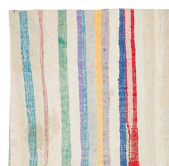 Girit Beige Striped Wool Handmade Area Rug 5'10" x 6'1"