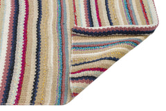 Girit Beige Striped Wool Handmade Area Rug 6'3" x 5'1"