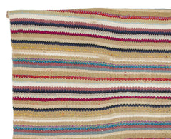 Girit Beige Striped Wool Handmade Area Rug 6'3" x 5'1"