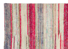 Girit Beige Striped Wool Handmade Area Rug 4'8" x 6'4"