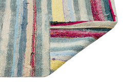 Girit Beige Striped Wool Handmade Area Rug 5'9" x 10'6"