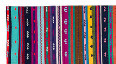 Girit Red Striped Wool Handmade Area Rug 4'0" x 7'6"