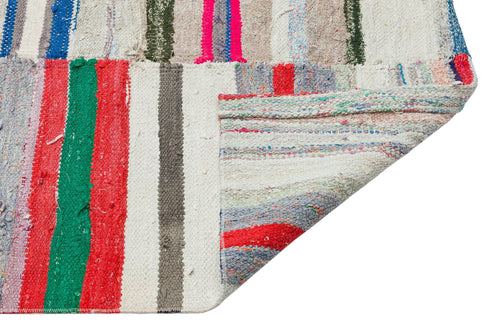 Girit Beige Striped Wool Handmade Area Rug 6'0" x 8'8"