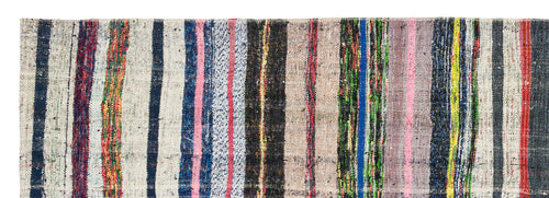Girit Beige Striped Wool Handmade Area Rug 3'0" x 9'0"