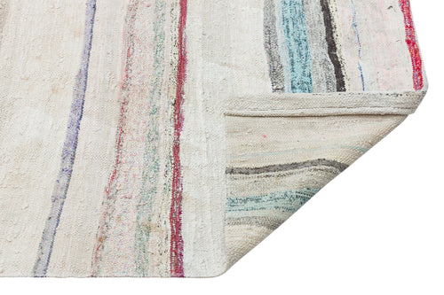 Girit Beige Striped Wool Handmade Area Rug 5'0" x 7'10"