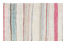 Girit Beige Striped Wool Handmade Area Rug 5'0" x 7'10"