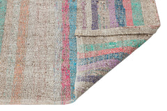 Girit Beige Striped Wool Handmade Area Rug 4'8" x 6'5"