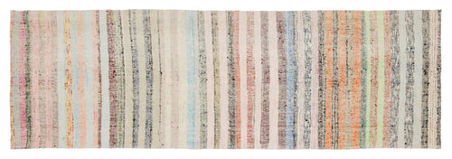 Girit Beige Striped Wool Handmade Area Rug 3'1" x 9'5"