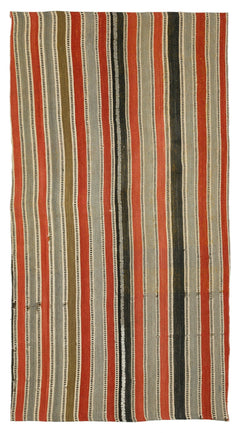Girit Multy Striped Wool Handmade Area Rug 4'9" x 8'10"