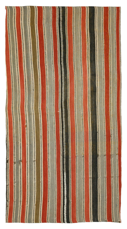 Girit Multy Striped Wool Handmade Area Rug 4'9" x 8'10"