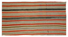 Girit Multy Striped Wool Handmade Area Rug 4'9" x 8'10"