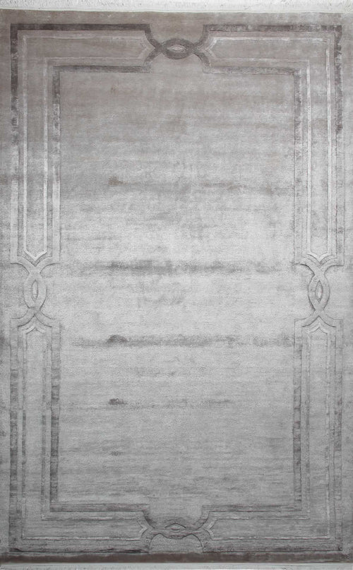 Purpleeno Valley Grey Classic Wool and Viscose Handmade Rug