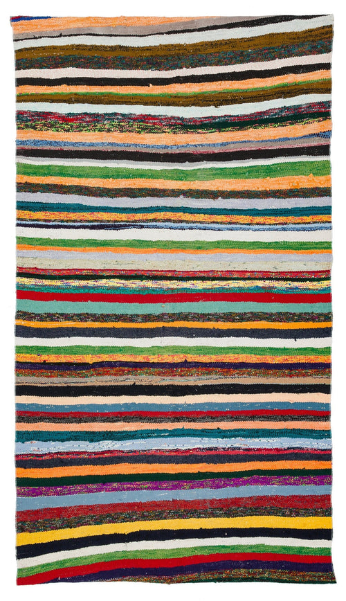 Girit Multy Striped Wool Handmade Area Rug 5'5" x 8'10"