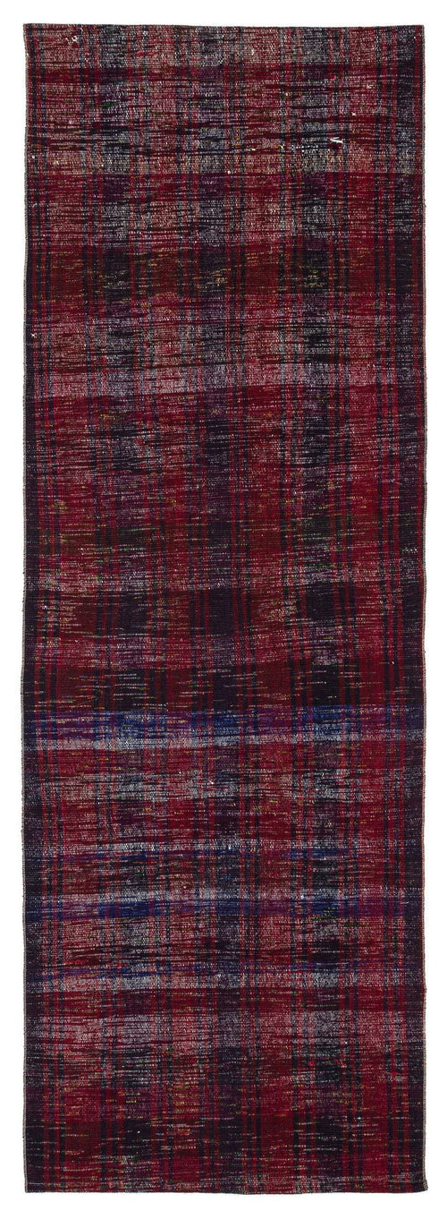 Girit Red Striped Wool Handmade Area Rug 3'1" x 8'11"