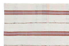 Girit White Striped Wool Handmade Area Rug 4'11" x 7'6"