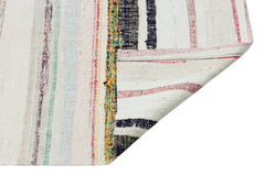 Girit Beige Striped Wool Handmade Area Rug 5'8" x 9'10"