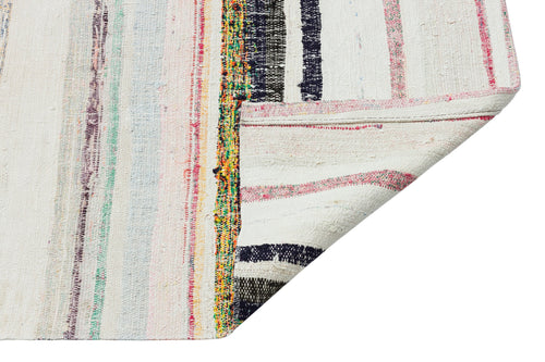 Girit Beige Striped Wool Handmade Area Rug 5'8" x 9'10"