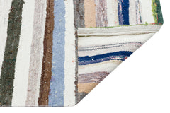 Girit Beige Striped Wool Handmade Area Rug 5'6" x 5'1"