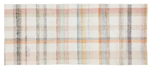 Girit Beige Striped Wool Handmade Area Rug 3'1" x 7'2"