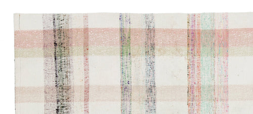 Girit Beige Striped Wool Handmade Area Rug 3'1" x 7'2"